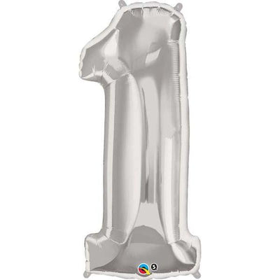 FOIL BALLOON MEGALOON 86CM -SILVER NUMBER 1