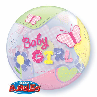 BUBBLE BALLOON 55CM - BABY GIRL BUTTERFLIES