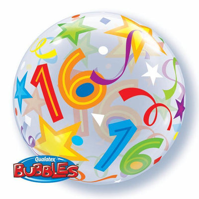 BUBBLE BALLOON 55CM - BRILLANT STARS 16TH BIRTHDAY