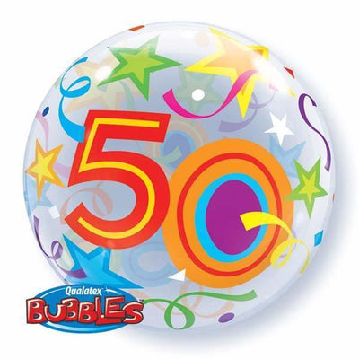 BUBBLE BALLOON 55CM - BRILLANT STARS 50TH BIRTHDAY