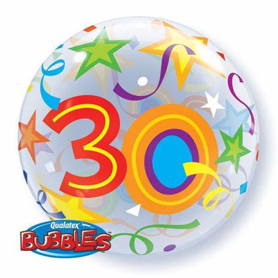 BUBBLE BALLOON 55CM - BRILLIANT STARS 30TH BIRTHDAY