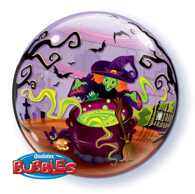 BUBBLE BALLOON 55CM - FLYING WITCHS SPOOKY BREW