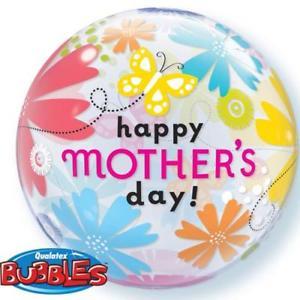 BUBBLE BALLOON 55CM - HAPPY MOTHERS DAY BUTTERFLY FLORAL