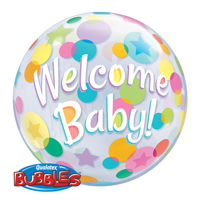 BUBBLE BALLOON 55CM - WELCOME BABY