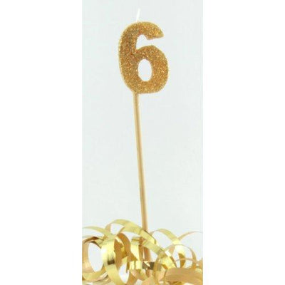 CANDLE GLITTER LARGE GOLD #6