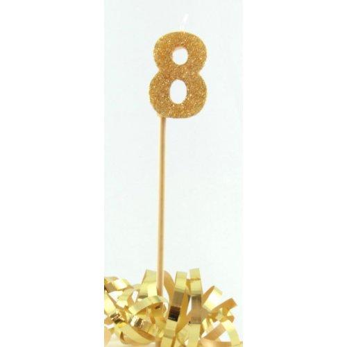 CANDLE GLITTER LARGE GOLD #8