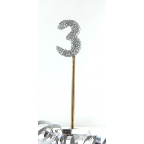 CANDLE GLITTER LARGE  SILVER #3