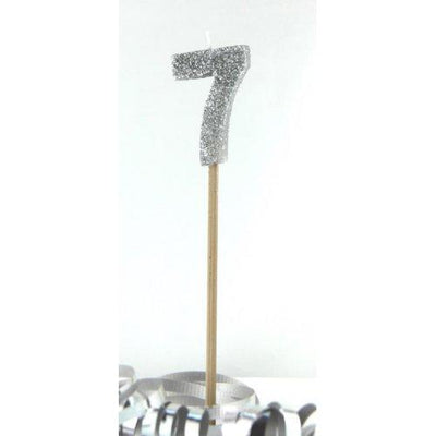CANDLE GLITTER LARGE  SILVER #7