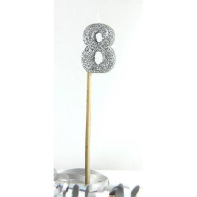 CANDLE GLITTER LARGE  SILVER #8