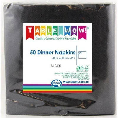 DINNER NAPKIN - 2PLY BLACK PK50