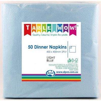 DINNER NAPKIN - 2PLY LIGHT BLUE PK50