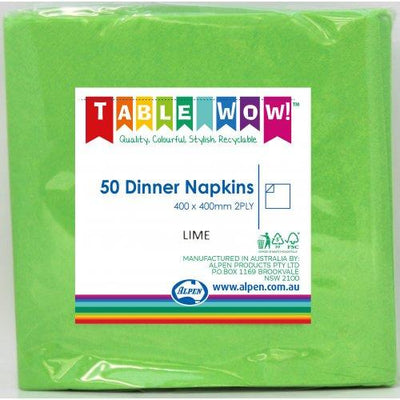 DINNER NAPKIN - 2PLY LIME PK50