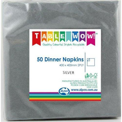 DINNER NAPKIN - 2PLY SILVER PK50