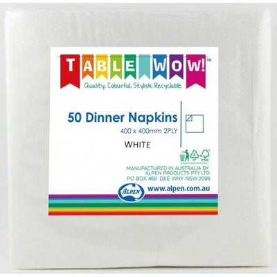 DINNER NAPKIN - 2PLY WHITE PK50
