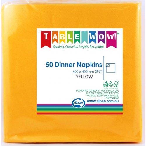 DINNER NAPKIN - 2PLY YELLOW PK50