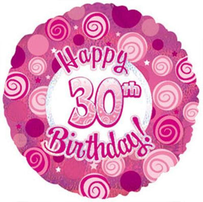 FOIL BALLOON 45CM - 30TH BIRTHDAY DAZZELOON PINK