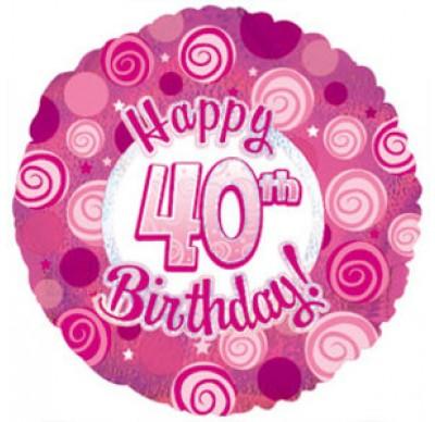 FOIL BALLOON 45CM - 40TH BIRTHDAY DAZZELOON PINK