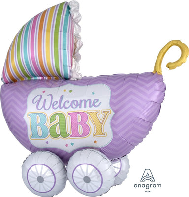 FOIL BALLOON 45CM - BABY SHOWER WELCOME BABY CARIGE