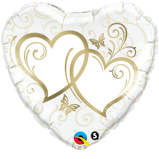 FOIL BALLOON 45CM - WEDDING ENTWINED HEARTS GOLD
