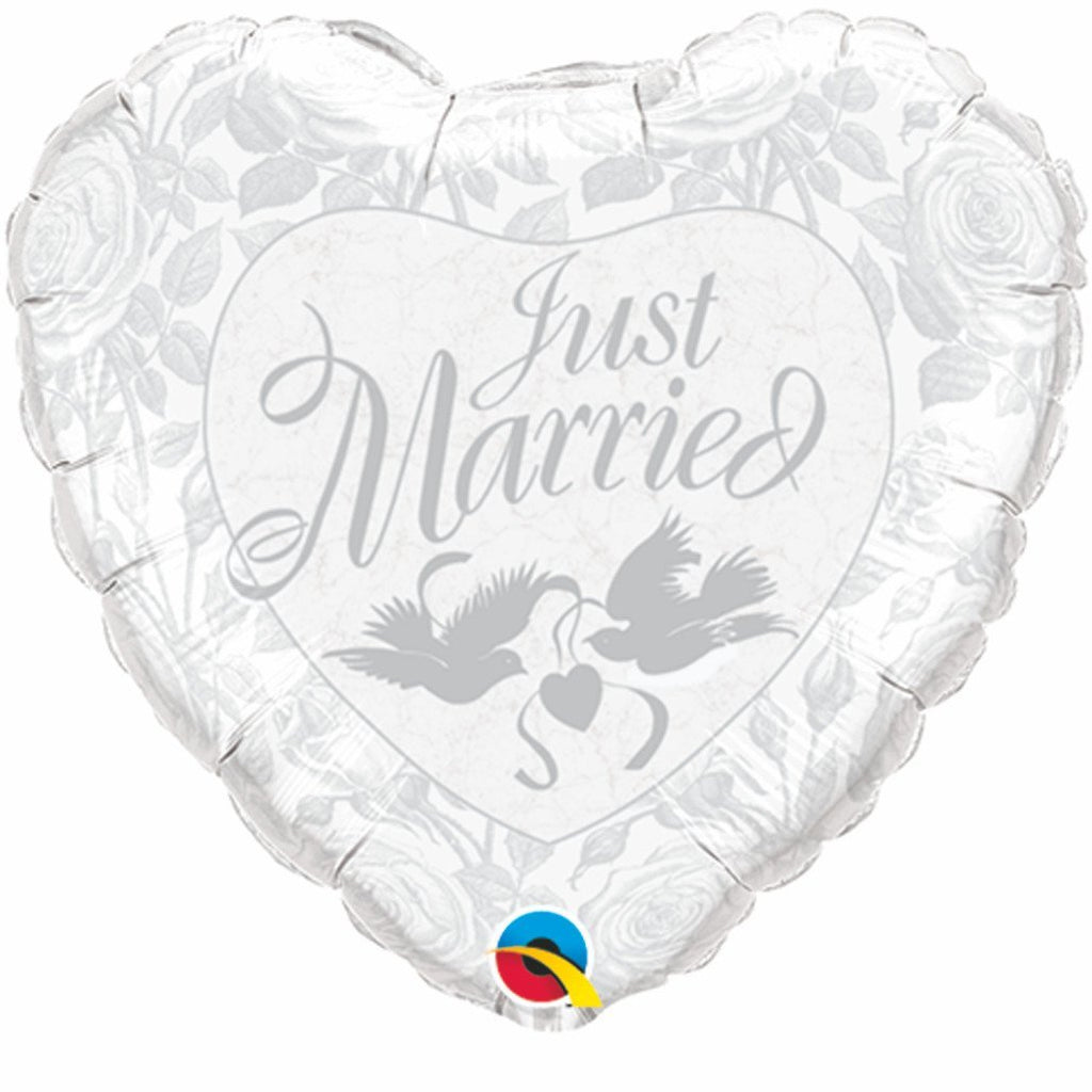 FOIL BALLOON 45CM - WEDDING JUST MARRIED PEARL WHITE