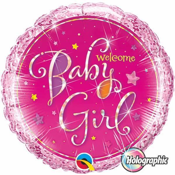 FOIL BALLOON 45CM - WELCOME BABY GIRL STARS