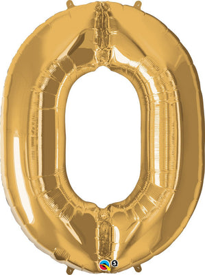 FOIL BALLOON MEGALOON 86CM -GOLD NUMBER 0