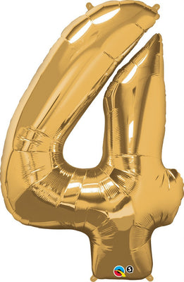 FOIL BALLOON MEGALOON 86CM -GOLD NUMBER 4