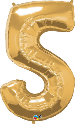 FOIL BALLOON MEGALOON 86CM -GOLD NUMBER 5