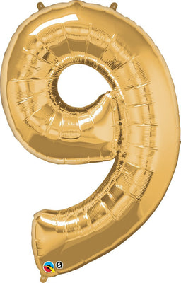 FOIL BALLOON MEGALOON 86CM -GOLD NUMBER 9