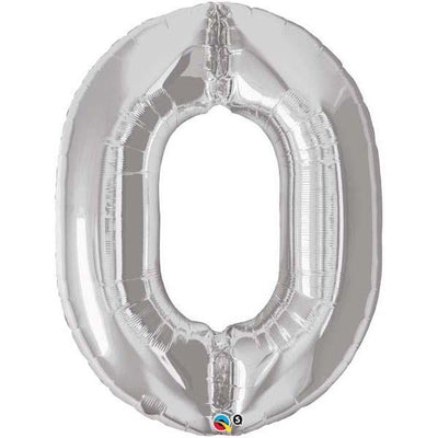 FOIL BALLOON MEGALOON 86CM -SILVER NUMBER 0