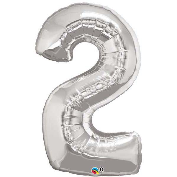 FOIL BALLOON MEGALOON 86CM -SILVER NUMBER 2