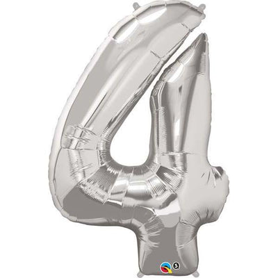 FOIL BALLOON MEGALOON 86CM -SILVER NUMBER 4
