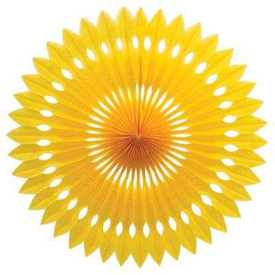 HANGING PAPER FANS 24CM YELLOW