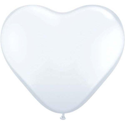 HEART LATEX BALLOON 28CM - FASHION WHITE PK 100