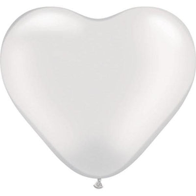 HEART LATEX BALLOON 15CM - PEARL WHITE PK 100
