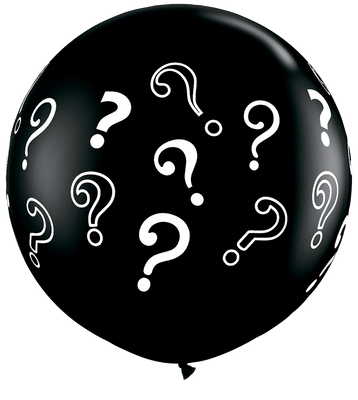 LATEX JUMBO PRINTED BALLOON 90CM - QUESTION MARKS ONYX BLACK