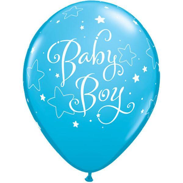 PRINTED LATEX BALLOON 28CM - BABY BOY STARS