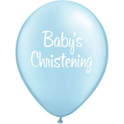 PRINTED LATEX BALLOON 28CM - BABY CHRISTENING PEARL LIGHT BLUE