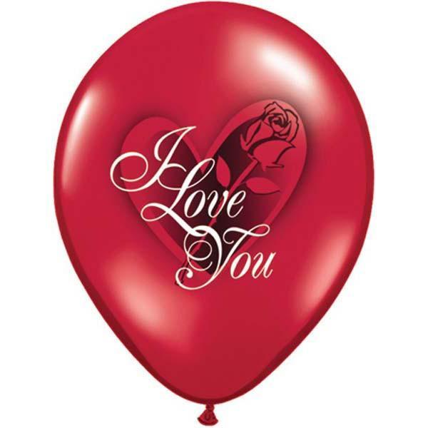 PRINTED LATEX BALLOON 28CM - I LOVE YOU RED ROSE
