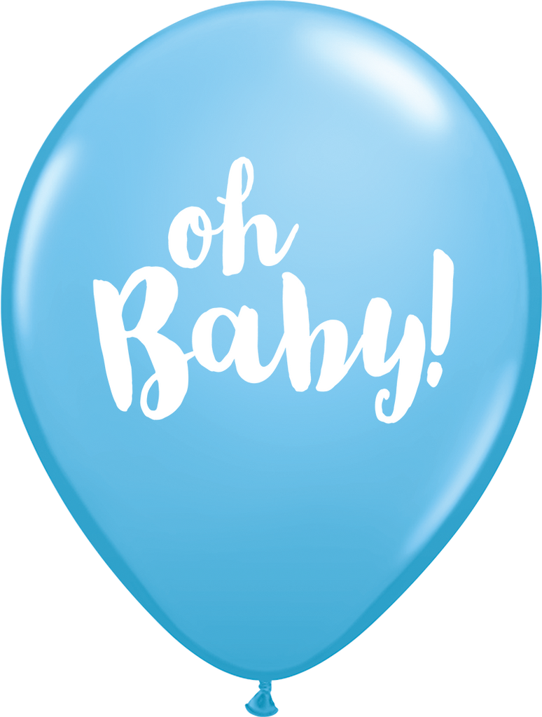 PRINTED LATEX BALLOON 28CM - OH BABY PASTEL BLUE