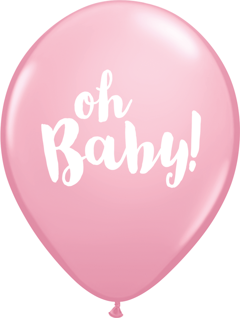 PRINTED LATEX BALLOON 28CM - OH BABY PINK