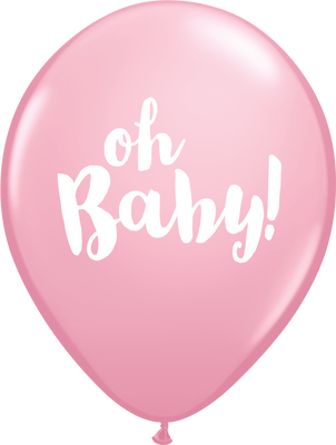 PRINTED LATEX BALLOON 28CM - OH BABY PINK